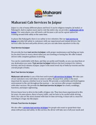 Maharani Cab Services In Jaipur