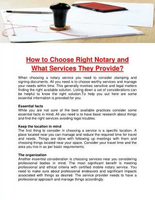 How to Choose Right Notary & What Services They Provide | Mobile notary services