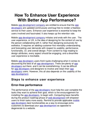how to enhance user experience with better