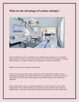 what are the advantages of a home redesign