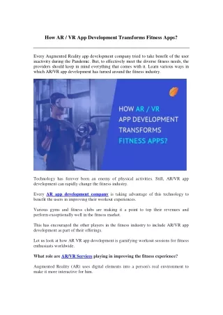 how ar vr app development transforms fitness apps