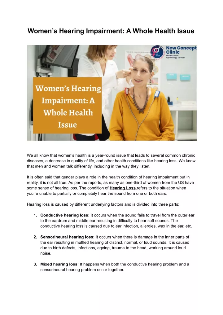women s hearing impairment a whole health issue