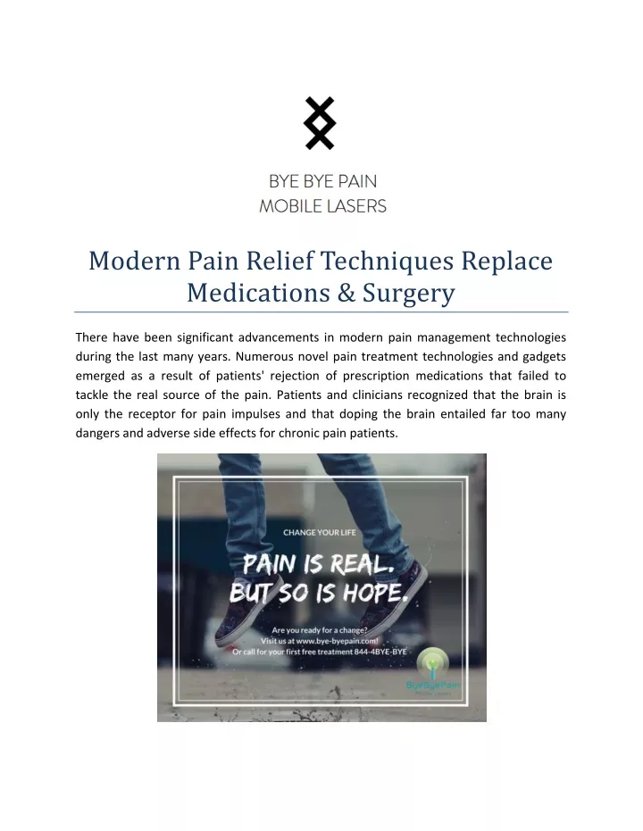 modern pain relief techniques replace medications