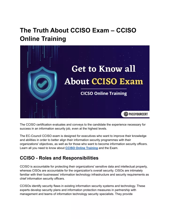 the truth about cciso exam cciso online training