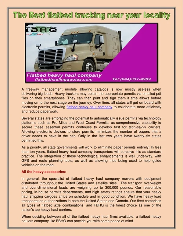 Flatbed heavy haul company