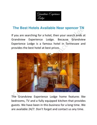 The Best Hotels near Spencer TN | Grandview Experience Lodge