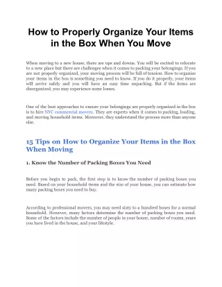 how to properly organize your items