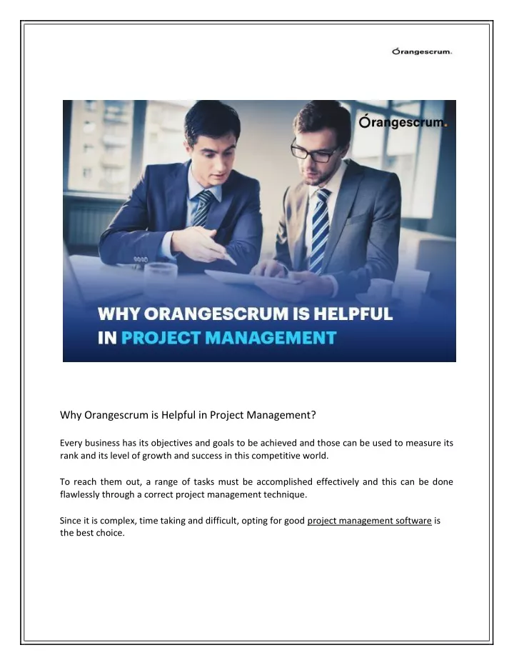 why orangescrum is helpful in project management