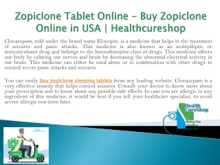 Zopiclone Tablet Online - Buy Zopiclone Online in Usa | Healthcureshop