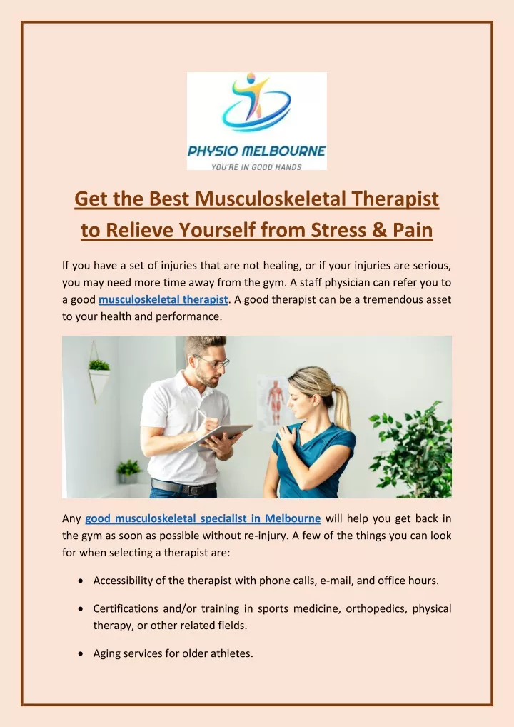 get the best musculoskeletal therapist to relieve