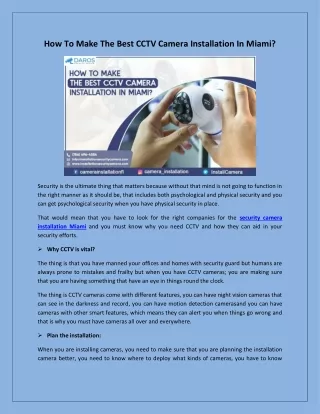 how to make the best cctv camera installation