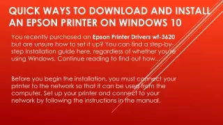 quick ways to download and install an epson printer on windows 10