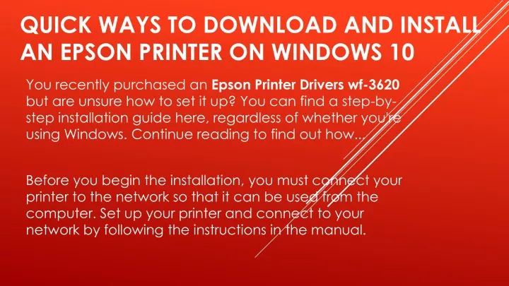 quick ways to download and install an epson printer on windows 10