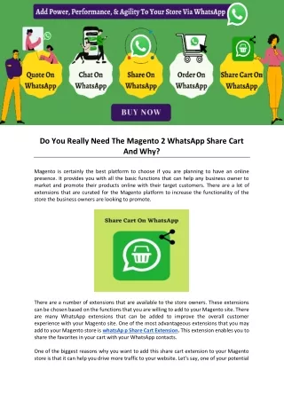 do you really need the magento 2 whatsapp share