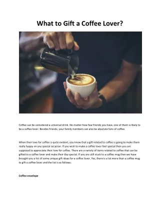 What to Gift a Coffee Lover