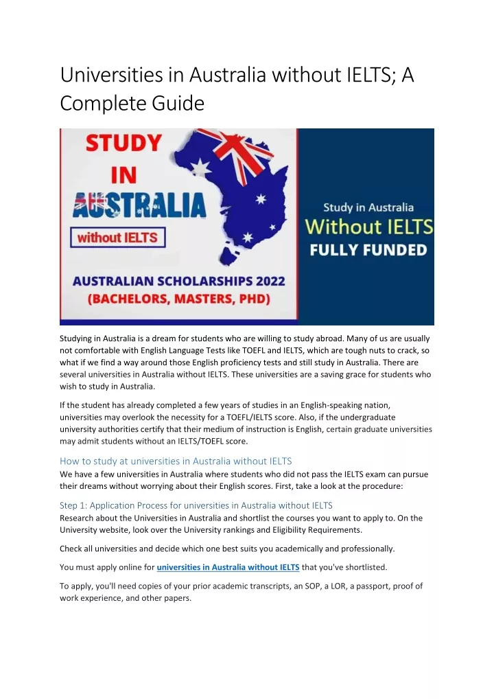 universities in australia without ielts
