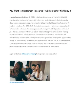 you want to get human resource training online