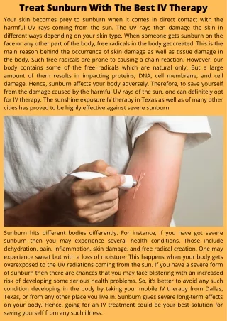 Treat Sunburn With The Best IV Therapy