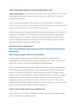 ferritin testing market application technology