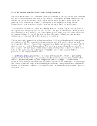facts to know regarding drchrono pricing structure