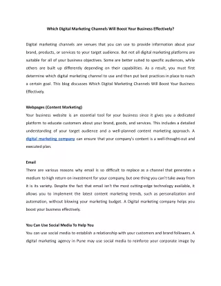 Which Digital Marketing Channels Will Boost Your Business Effectively.