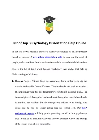 list of top 3 psychology dissertation help online