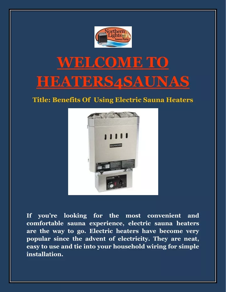 welcome to heaters4saunas