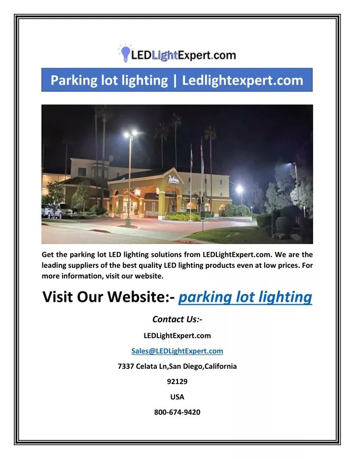 parking lot lighting ledlightexpert com