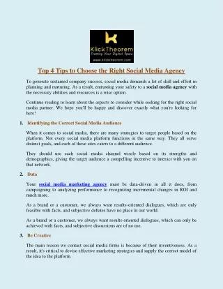 Top 4 Tips To Choose The Right Social Media Agency