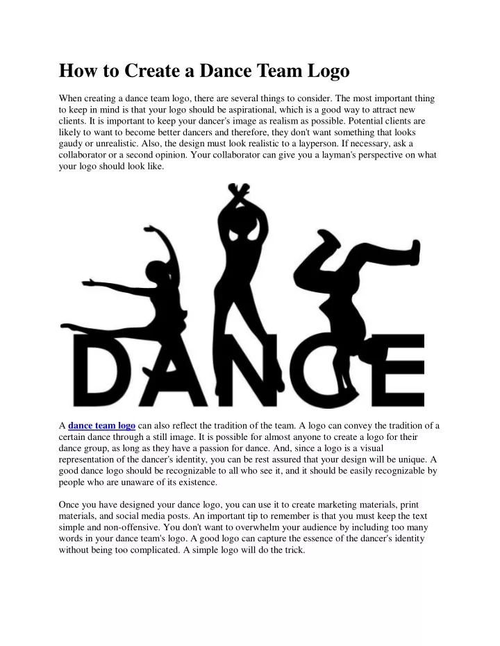 how to create a dance team logo