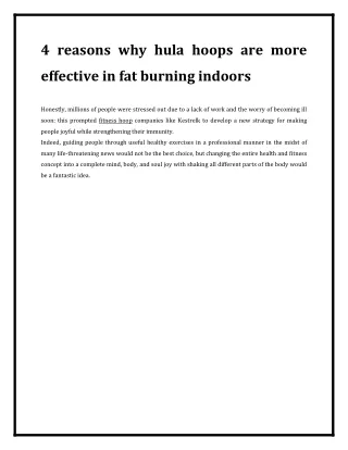 4 reasons why hula hoops are more effective in fat burning indoors
