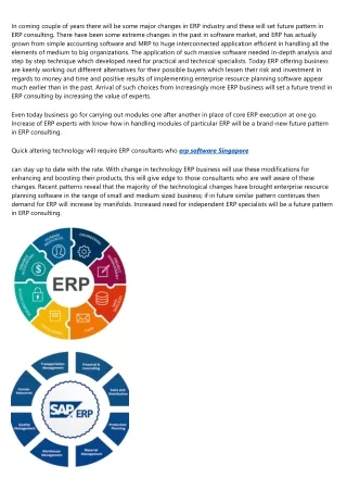 Future Trend In ERP Enterprise Resource Planning Software Consulting