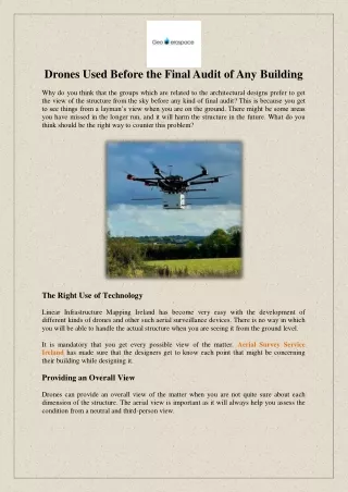 drones used before the final audit of any building