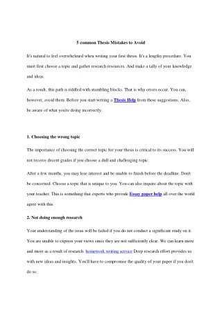 5 common Thesis Mistakes to Avoid