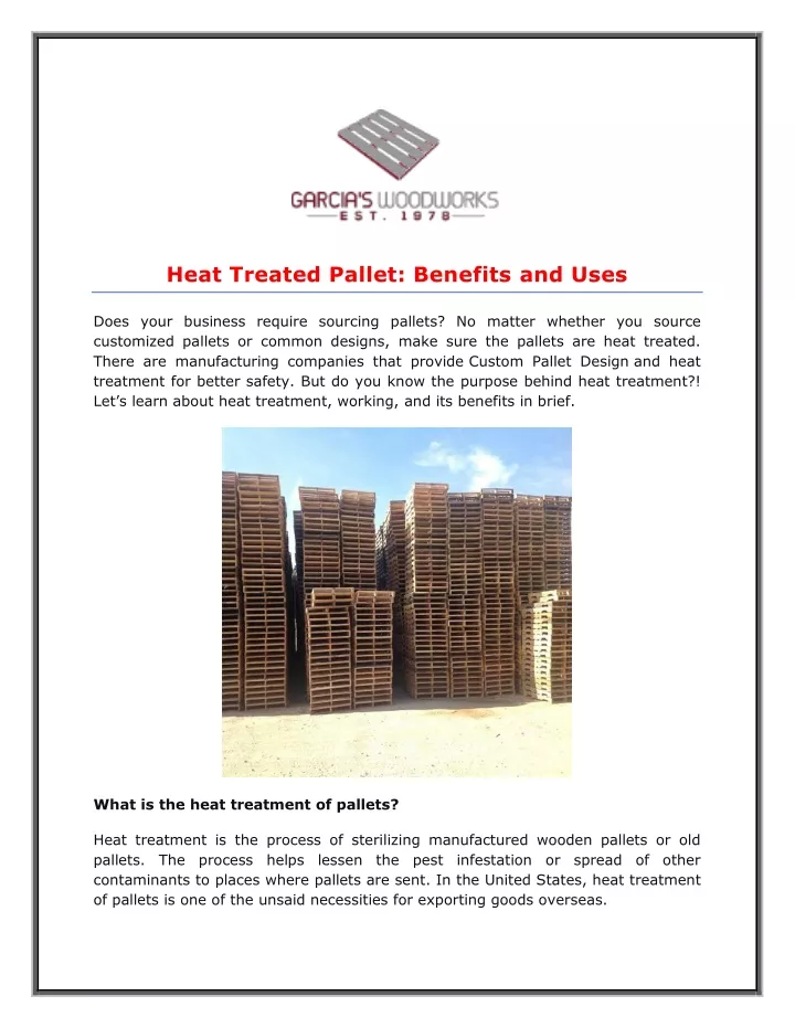 heat treated pallet benefits and uses