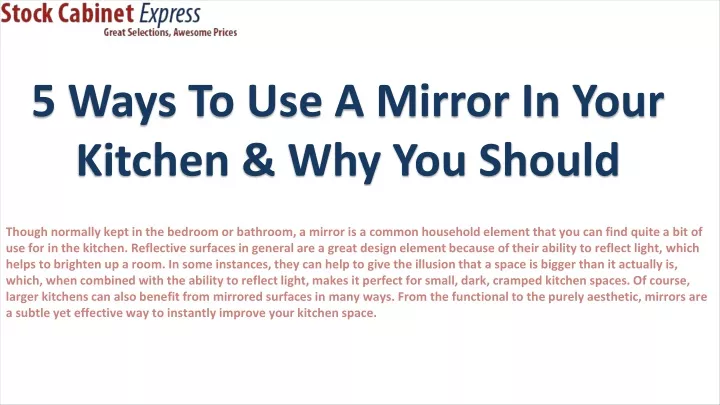 5 ways to use a mirror in your kitchen