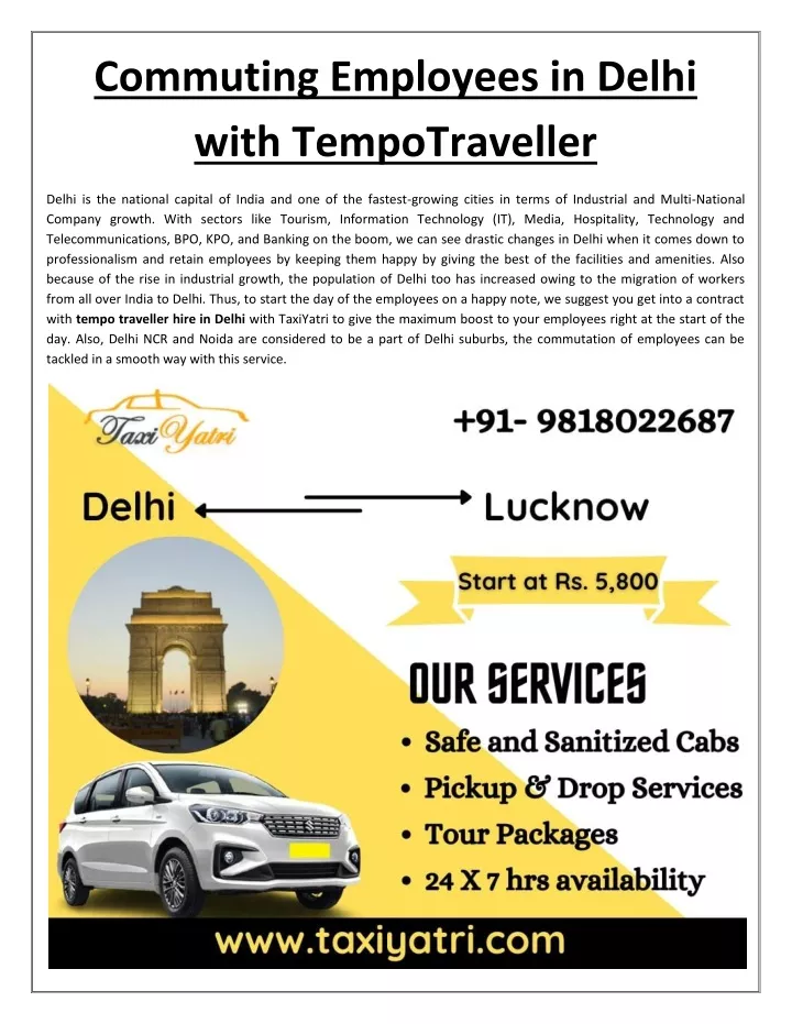commuting employees in delhi with tempotraveller