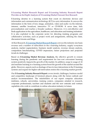e learning market research report and e learning