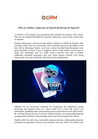 why are chatbots important in digital marketing