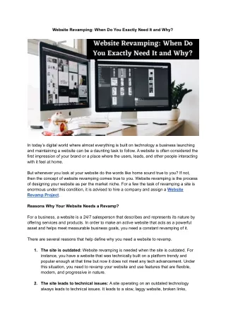 website revamping when do you exactly need