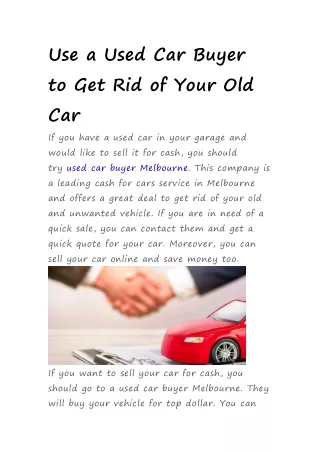 Sell Your Car to a Used Car Buyer