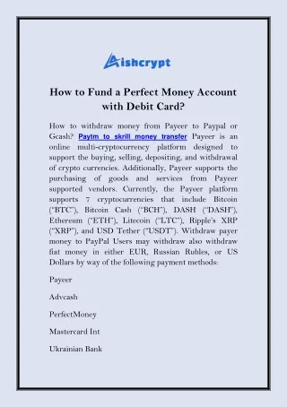 How to Fund a Perfect Money Account with Debit Card
