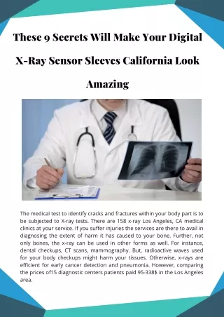 These 9 Secrets Will Make Your Digital X-Ray Sensor Sleeves California Look Amazing