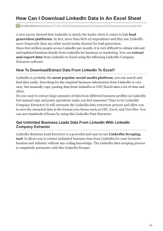 how can i download linkedin data in an excel sheet