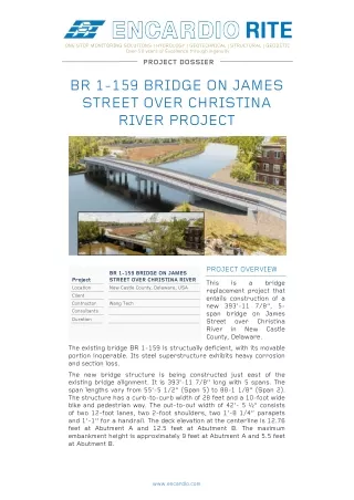 BR 1-159 – Bridge Replacement project on James Street Over Christina River