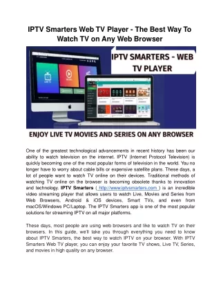 iptv smarters web tv player the best way to watch