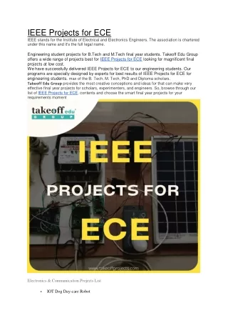 IEEE Projects for ECE