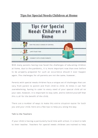 tips for special needs children at home