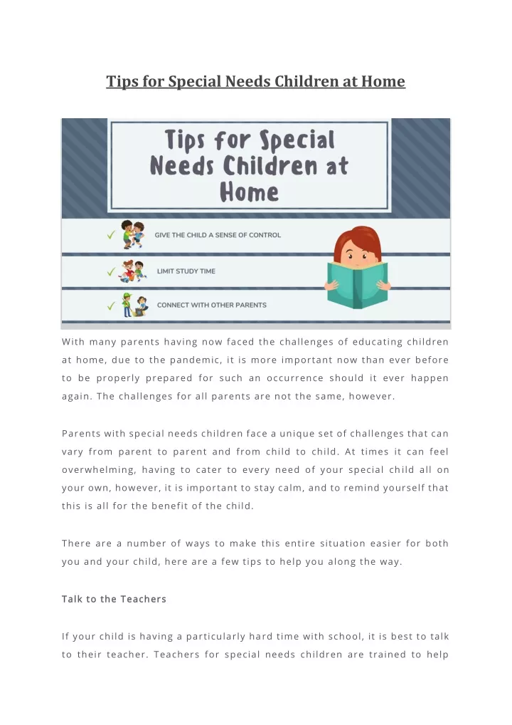 tips for special needs children at home