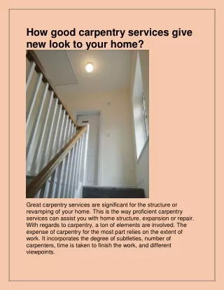 how good carpentry services give new look to your